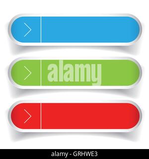 Empty web buttons vector - green, blue, red Stock Vector
