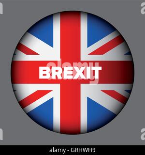 United Kingdom (UK) flag button with Brexit sign Stock Vector