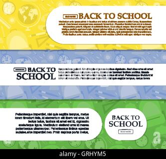 Set of banners back to school with place for your text. Vector Stock Vector