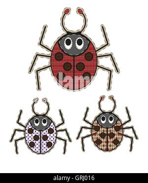 Cute cartoon spider in flat design for greeting card, invitation and logo with fabric texture. Vector Stock Vector