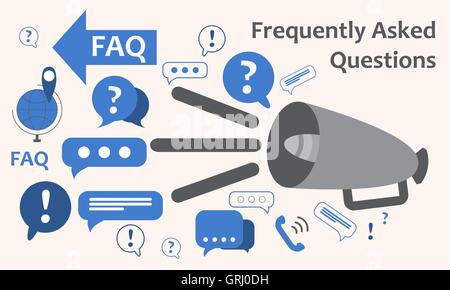 Speaker with a lot of questions exclamation marks. Information exchange theme icon, collect and analyze info. Question  answer. Stock Vector