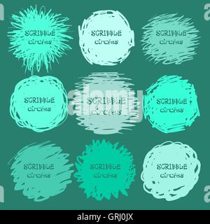 Collection of green hand-drawn scribble circles for your design. Vector Stock Vector