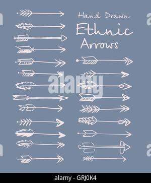 Collection of ethnic arrows hand-drawn for your design. Vector Stock Vector