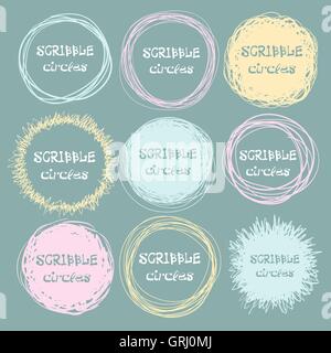 Set of bright hand-drawn scribble circles for your design. Vector Stock Vector