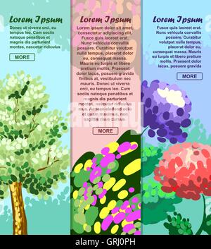 Colored banners with tree, flower and abstraction with space for your advertising. Vector Stock Vector