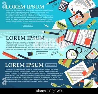 Set of banners on business, planning and training with place for your text. Vector Stock Vector