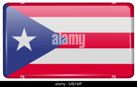 Flags Purto Rico in the form of a magnet on refrigerator with reflections light. Vector Stock Vector