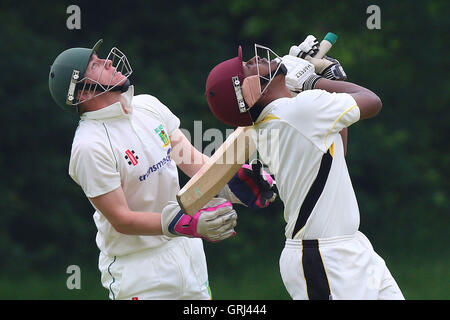 J Francis in batting action for Gidea Park during Gidea Park and Romford CC vs Belhus CC, Shepherd Neame Essex League Cricket at Gidea Park Sports Ground on 4th June 2016 Stock Photo