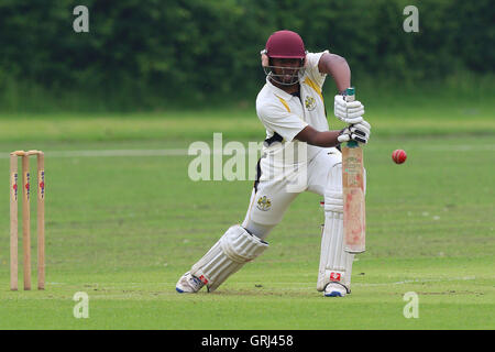 J Francis in batting action for Gidea Park during Gidea Park and Romford CC vs Belhus CC, Shepherd Neame Essex League Cricket at Gidea Park Sports Ground on 4th June 2016 Stock Photo