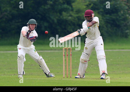 J Francis in batting action for Gidea Park during Gidea Park and Romford CC vs Belhus CC, Shepherd Neame Essex League Cricket at Gidea Park Sports Ground on 4th June 2016 Stock Photo