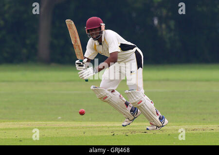 J Francis in batting action for Gidea Park during Gidea Park and Romford CC vs Belhus CC, Shepherd Neame Essex League Cricket at Gidea Park Sports Ground on 4th June 2016 Stock Photo