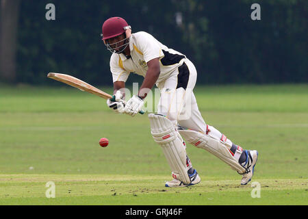 J Francis in batting action for Gidea Park during Gidea Park and Romford CC vs Belhus CC, Shepherd Neame Essex League Cricket at Gidea Park Sports Ground on 4th June 2016 Stock Photo