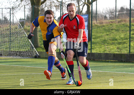 Upminster HC 3rd XI vs Chelmsford 3rd XI, East Hockey League at the Coopers Company and Coborn School, Upminster, England on 23/01/2016 Stock Photo