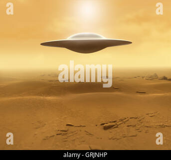 UFO in the Desert Stock Photo