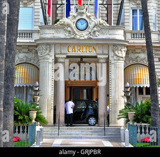 CANNES, FRANCE - JUNE 18, 2011: Facade of Carlton intercontinental hotel in Cannes, France on June 18, 2011. Stock Photo