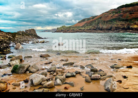 Greve de Lecq beach on the north coast of Jersey, Channel Islands Stock Photo