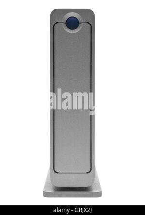 Lacie external hard disk drive case on white background Stock Photo