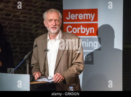 Jeremy Corbyn speaks at an event in London promoting his bid to win the Labour leadership contest Stock Photo