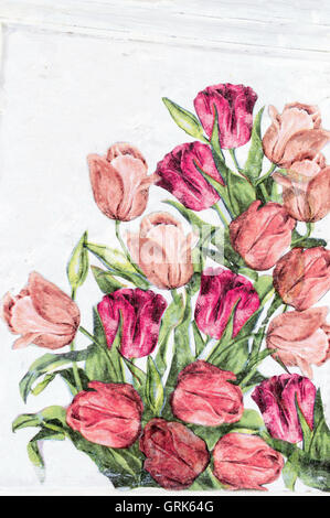 Photo of a handmade decoupage decorated flower pattern Stock Photo