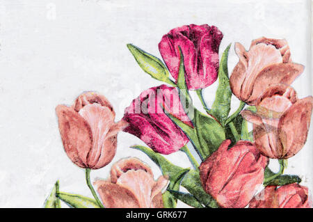 Photo of a handmade decoupage decorated flower pattern Stock Photo