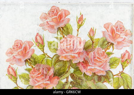 Photo of a handmade decoupage decorated flower pattern Stock Photo