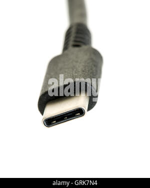 Close up shot of an USB Type-C connection on an isolated background Stock Photo