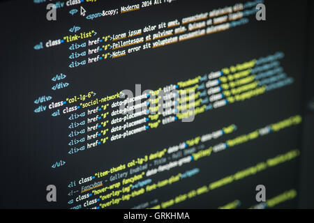 HTML and CSS code developing screenshot. Stock Photo