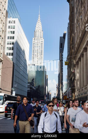 New York City,NY NYC,Manhattan,Midtown,42 Street,crowded sidewalk,multi ethnic multiethnic,Asian Asians ethnic immigrant immigrants minority,Hispanic Stock Photo