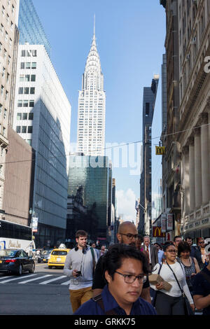 New York City,NY NYC,Manhattan,Midtown,42 Street,crowded sidewalk,multi ethnic multiethnic,Asian Asians ethnic immigrant immigrants minority,Hispanic Stock Photo