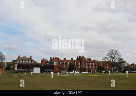 General view of play at Fenner's Ground - Cambridge MCCU vs Essex CCC - Cricket Friendly Match at Fenners Cricket Ground, University of Cambridge - 05/04/13 Stock Photo