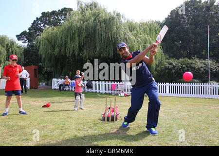 Ravi Bopara of Essex plays quick cricket with a group of youngsters - Essex CCC vs Northamptonshire CCC - LV County Championship Division Two Cricket at Castle Park, Colchester Cricket Club - 23/08/13 Stock Photo