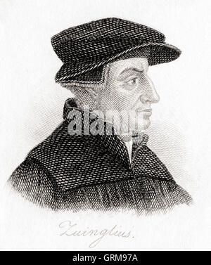 Huldrych Zwingli  or Ulrich Zwingli,  1484 – 1531.  Leader of the Reformation in Switzerland. Stock Photo