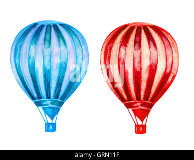 watercolor hot air balloons isolated on white Stock Photo