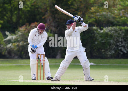 S Mahboob in batting action for Ardleigh Green - Fives & Heronians CC vs Ardleigh Green CC - Essex Cricket League Cup - 03/05/14 Stock Photo