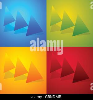 Triple, 3 arrows in more colors. Locate, fast forward, fastness concepts. Colorful arrow shapes, arrow elements. Stock Vector
