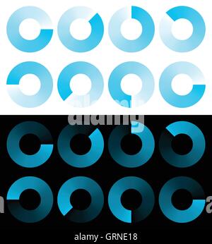 Preloaders, progress, phase indicators, buffer symbols with transparency Stock Vector