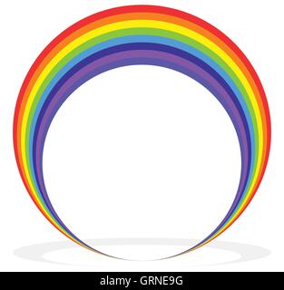 Circular rainbow shape (frame, border, element) with shadow Stock Vector
