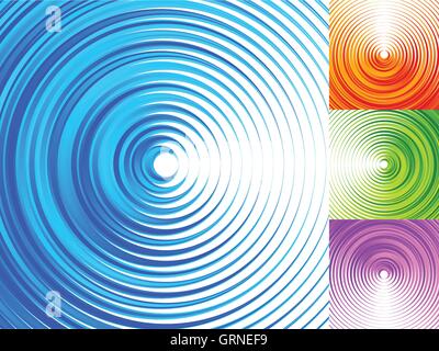 Colorful concentric circle elements. 4 bright, vivid, vibrant colors Stock Vector