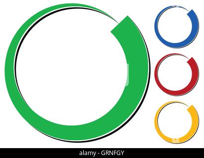 Circle design element with knockout shadow in 4 colors Stock Vector