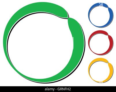 Circle design element with knockout shadow in 4 colors Stock Vector