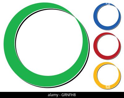 Circle design element with knockout shadow in 4 colors Stock Vector