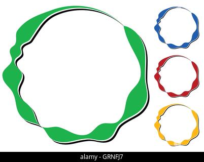Circle design element with knockout shadow in 4 colors Stock Vector