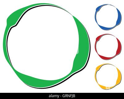 Circle design element with knockout shadow in 4 colors Stock Vector