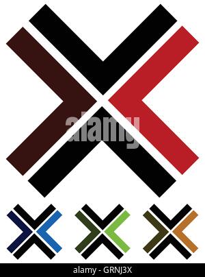 X, cross icon, logo, shape design element in several colors Stock Vector