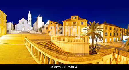 Town of Supetar on Brac island evening panorama, Dalmatia, Croatia Stock Photo