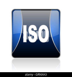 iso blue square web glossy icon Stock Photo