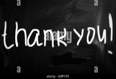 Thank you handwritten with chalk on blackboard Stock Photo - Alamy