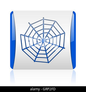 spider web blue square web glossy icon Stock Photo