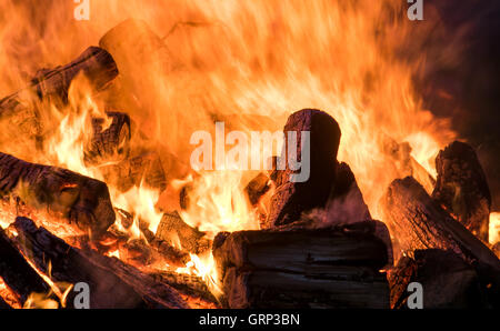 A closeup of a bonfire Stock Photo