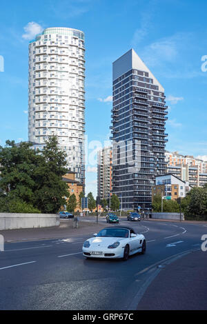 Charrington Tower and Streamlight Tower modern luxury housing in Canary Wharf, London England United Kingdom UK Stock Photo